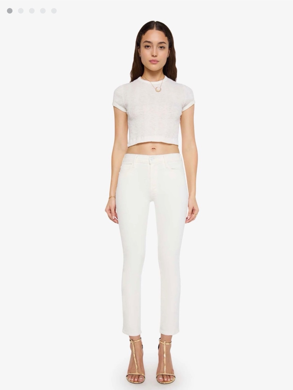 MOTHER White Mid-Rise Dazzler Ankle Fray Jeans. Size 29